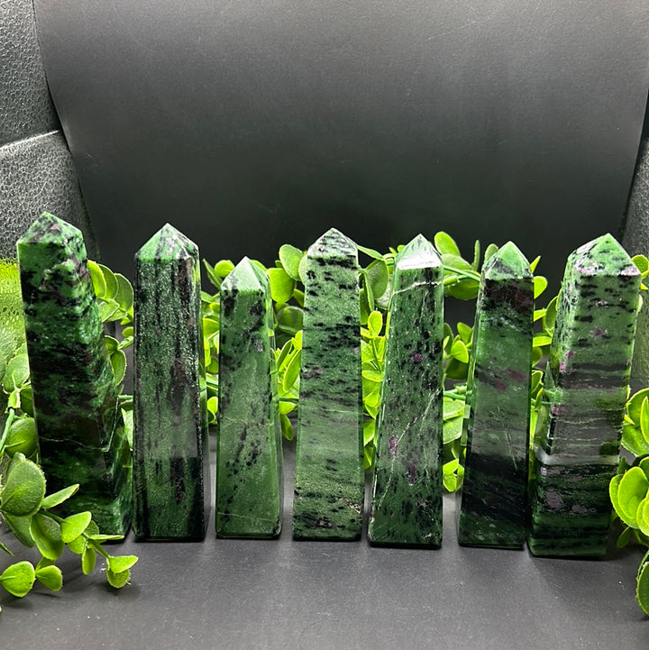 Zoisite with Ruby Obelisk