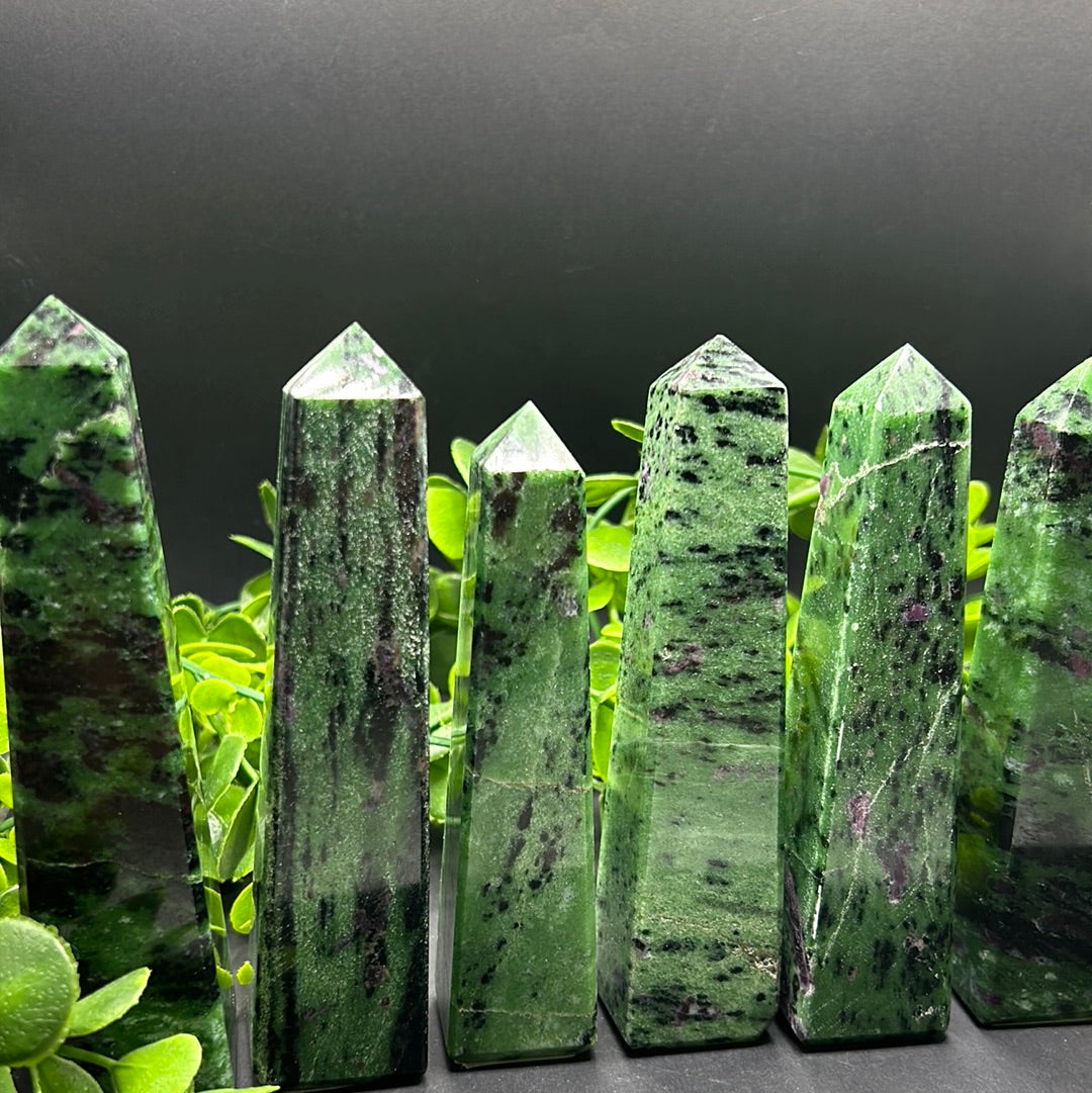 Zoisite with Ruby Obelisk