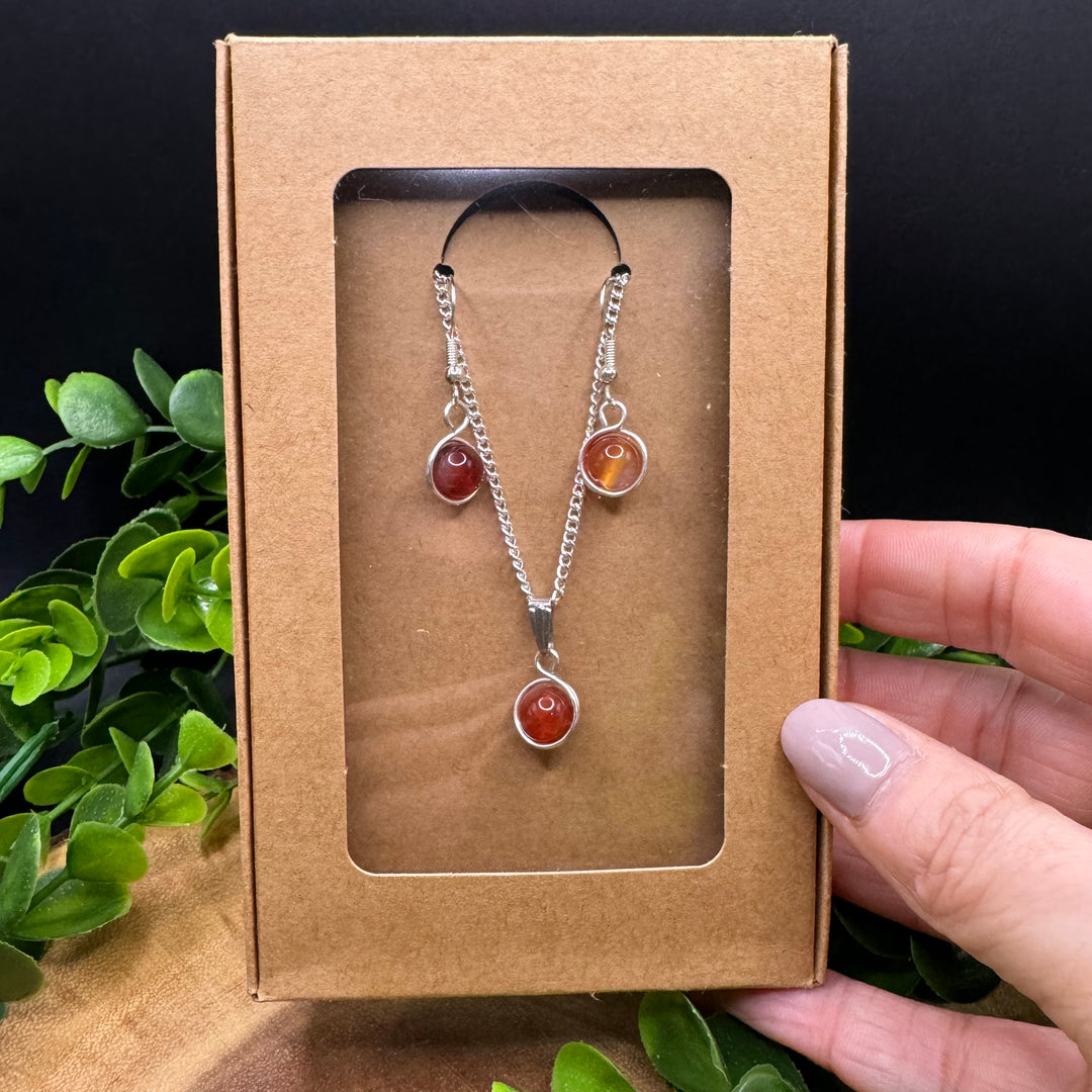 Carnelian Earring & Necklace Set