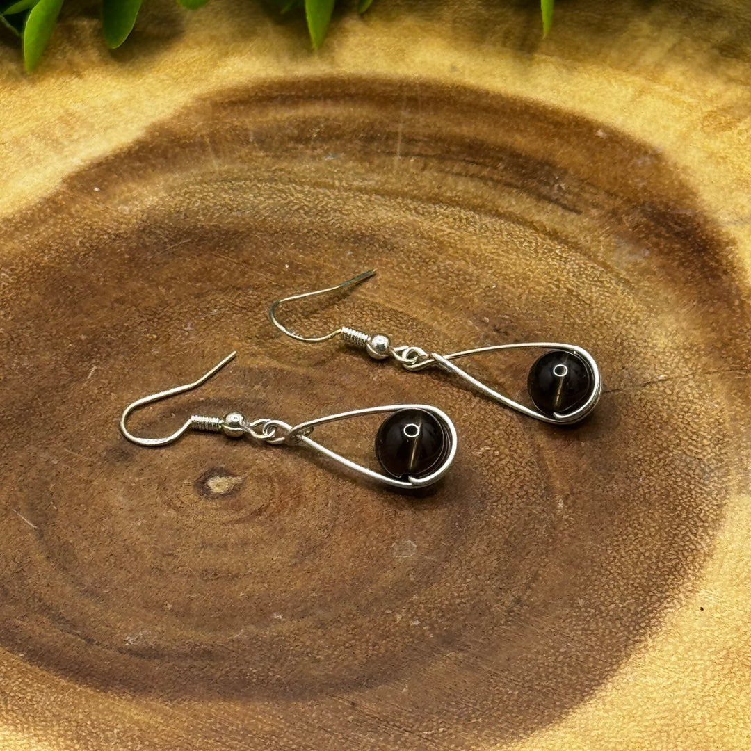 Smokey Quartz Teardrop Sterling Silver Pendant & Earrings Set