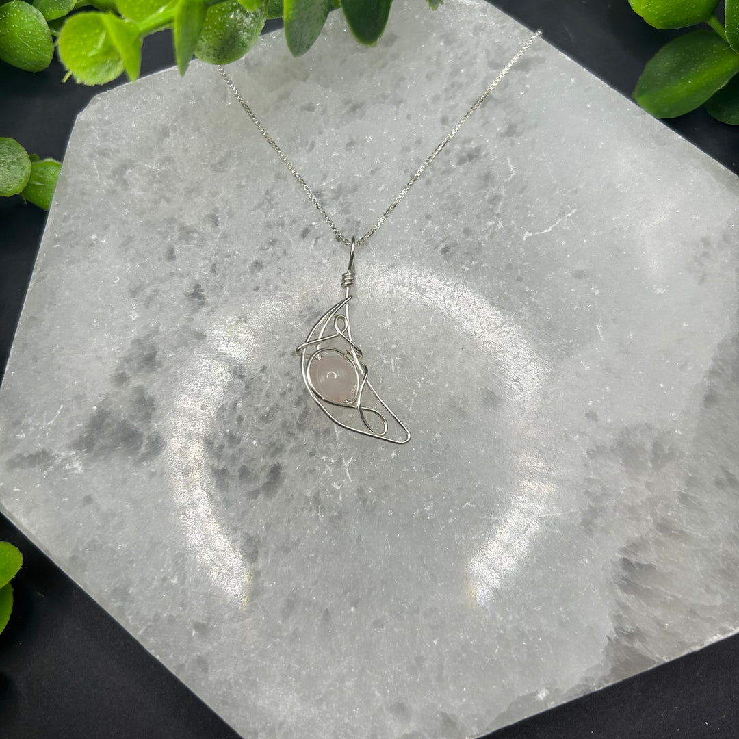 Rose Quartz Moon Pendant