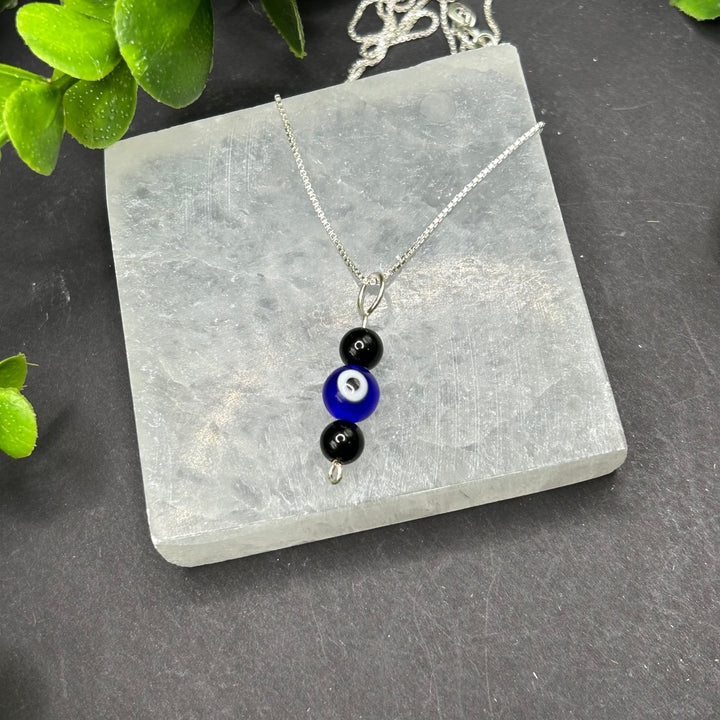 Evil Eye & Black Obsidian Pendant