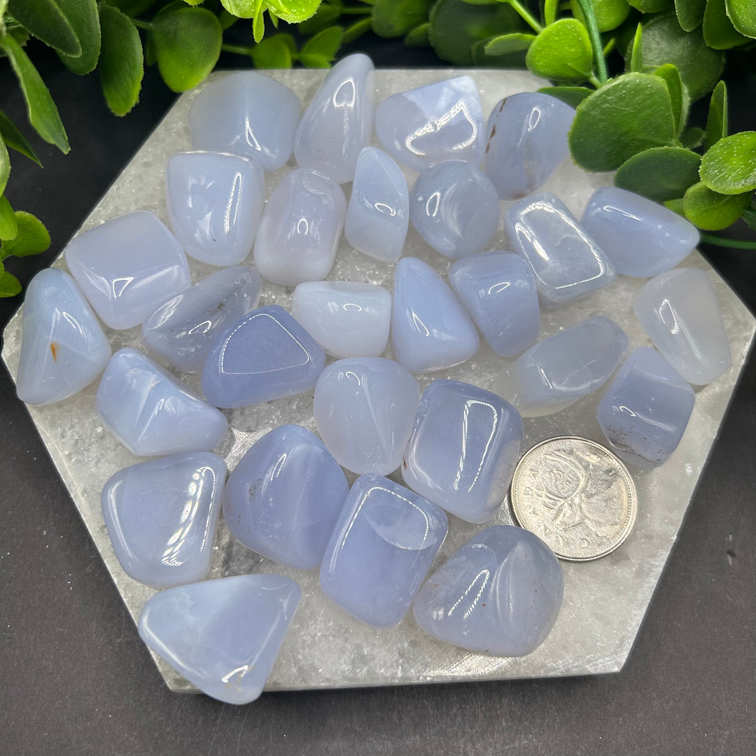 High Quality Blue Chalcedony Tumbled