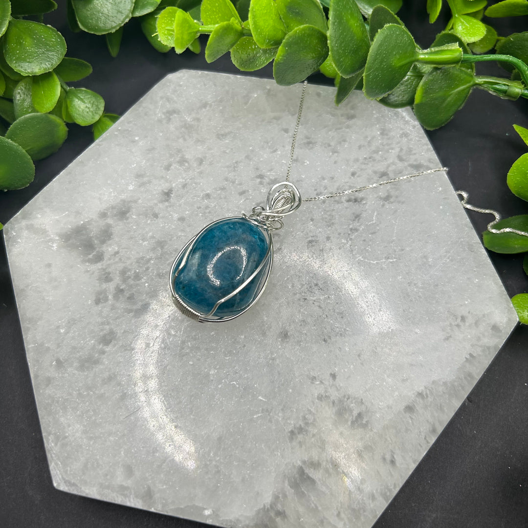 Blue Apatite Sterling Silver Pendant (#1)