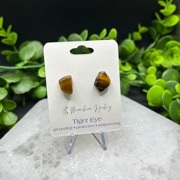 Tiger Eye Stud Earrings