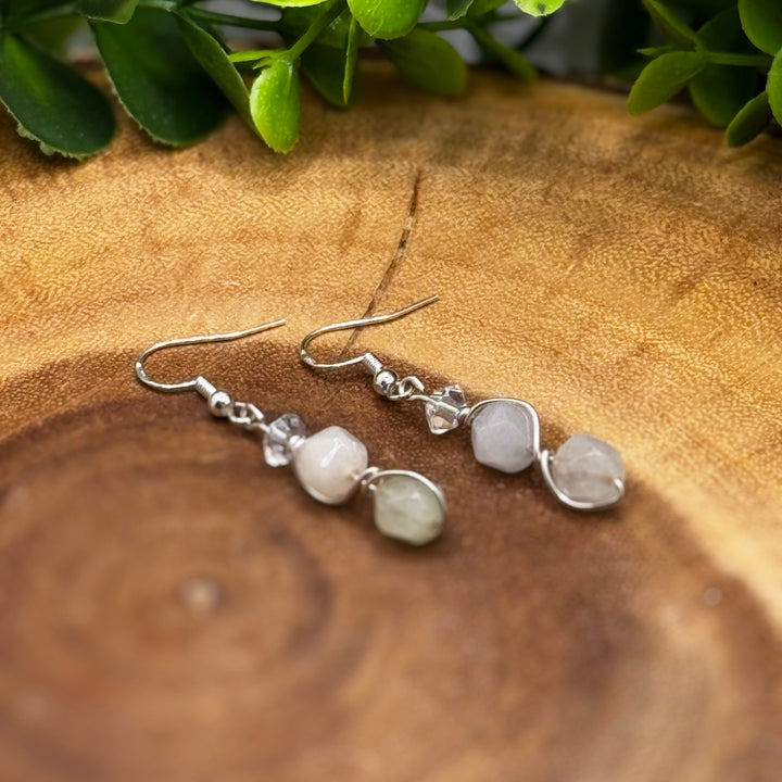 Morganite Dangle Sterling Silver Earrings Style 2