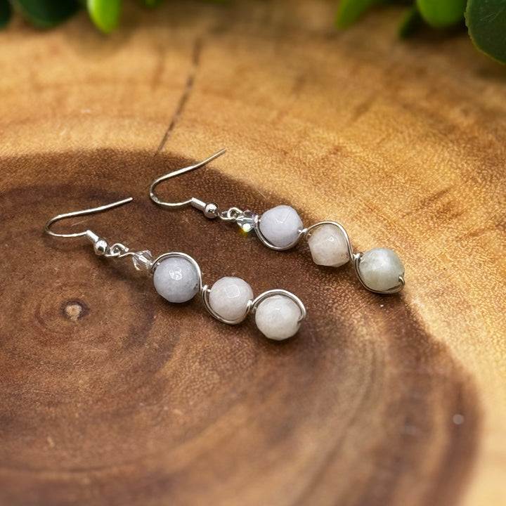Morganite Dangle Sterling Silver Earrings