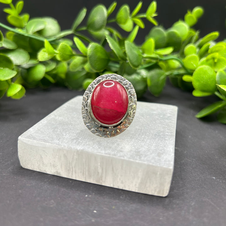 Pink Dyed Agate Ring