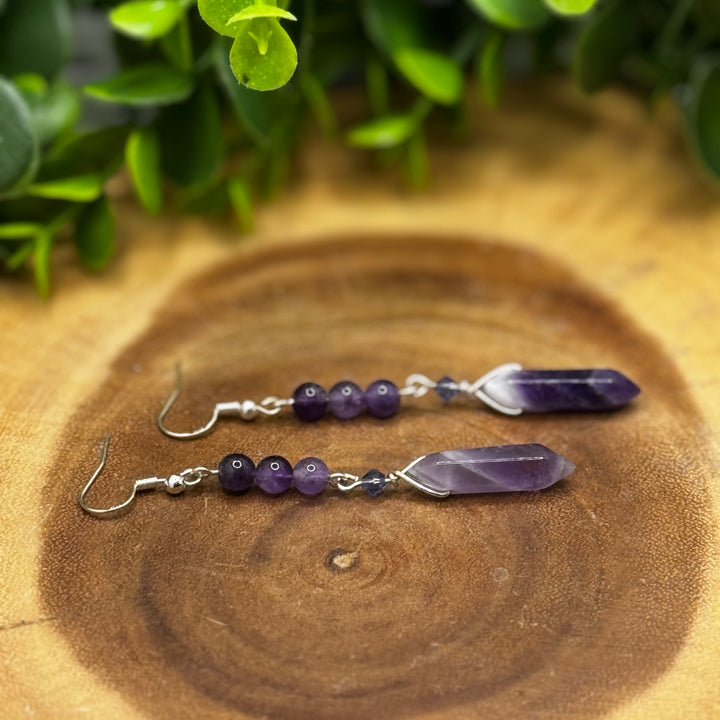 Amethyst Double Terminated Dangle Sterling Silver Earrings