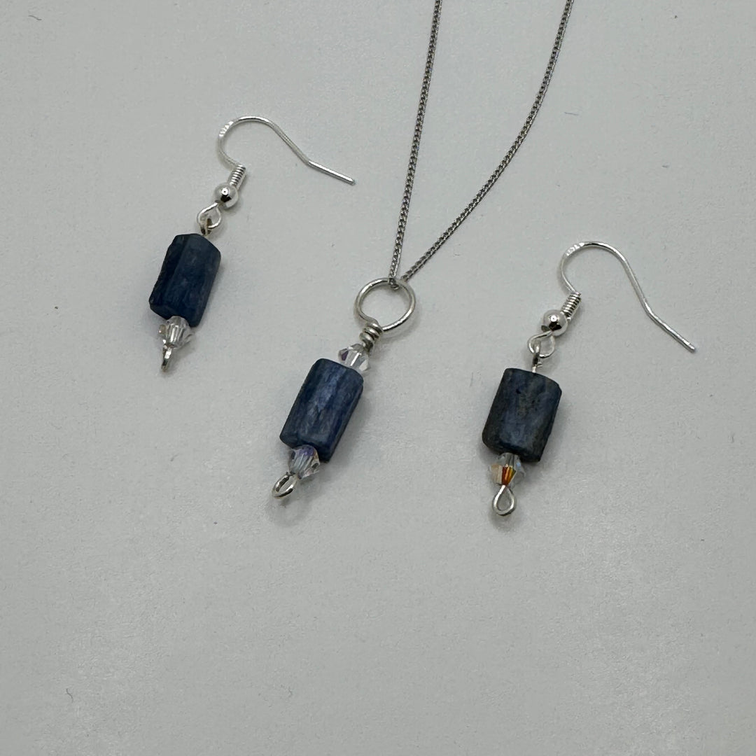 Kyanite Sterling Silver Earring & Necklace Set