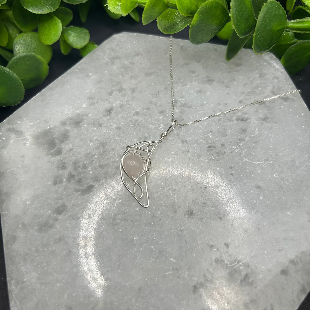 Rose Quartz Moon Pendant