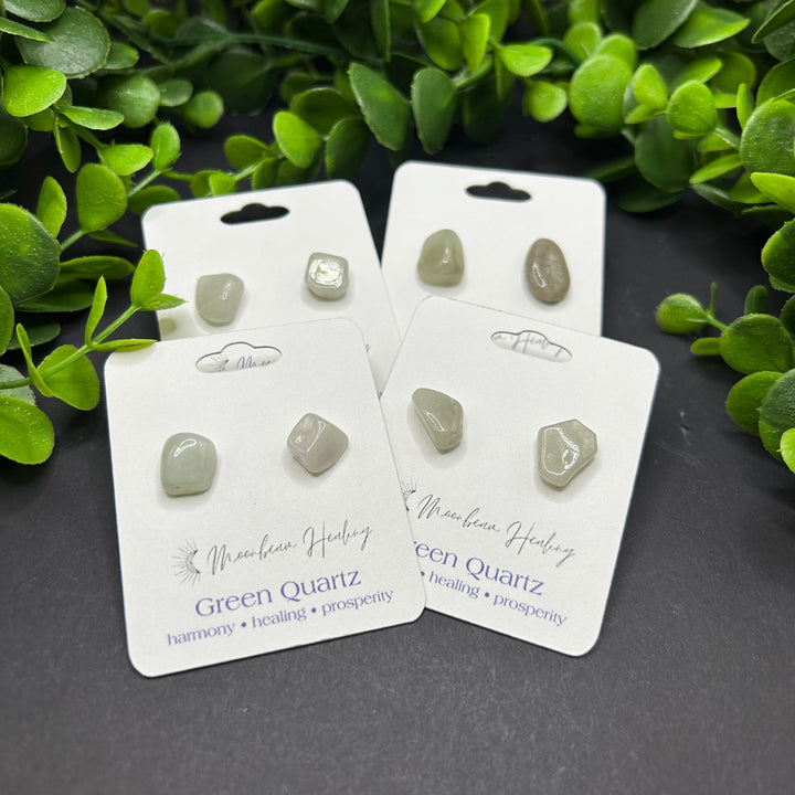 Green Quartz Stud Earrings