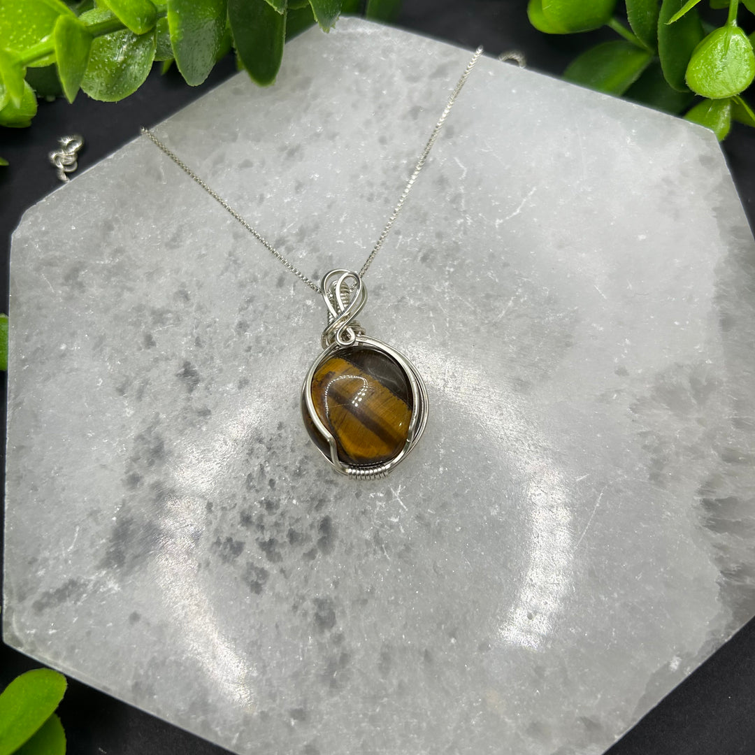 Tiger Eye Wire Wrapped Pendant