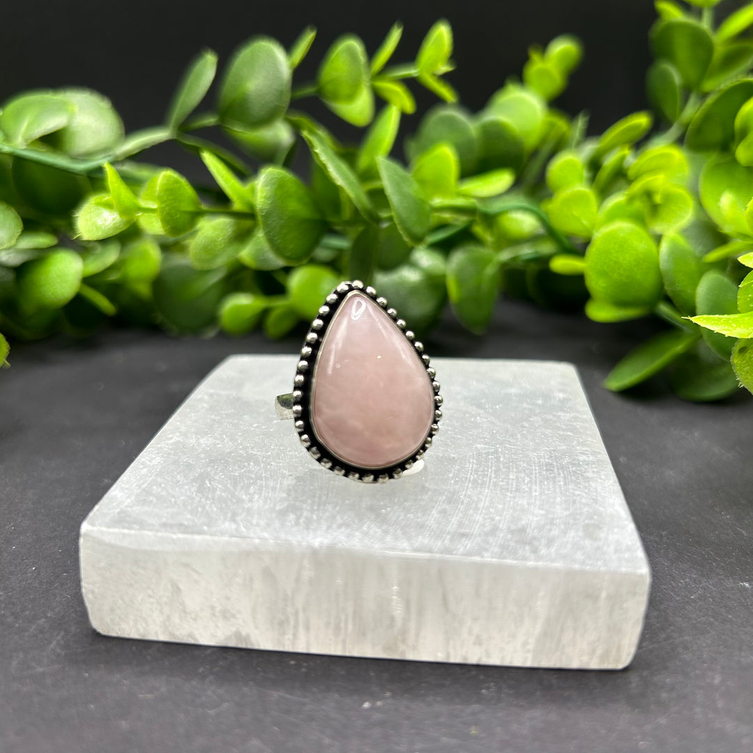 Rose Quartz Teardrop Ring