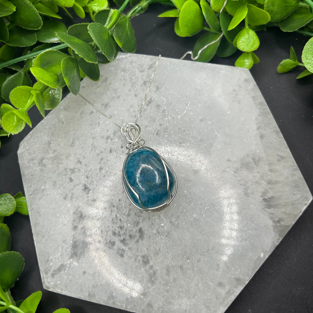 Blue Apatite Sterling Silver Pendant (#1)