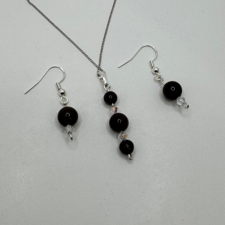 Garnet Sterling Silver Earring & Necklace Set