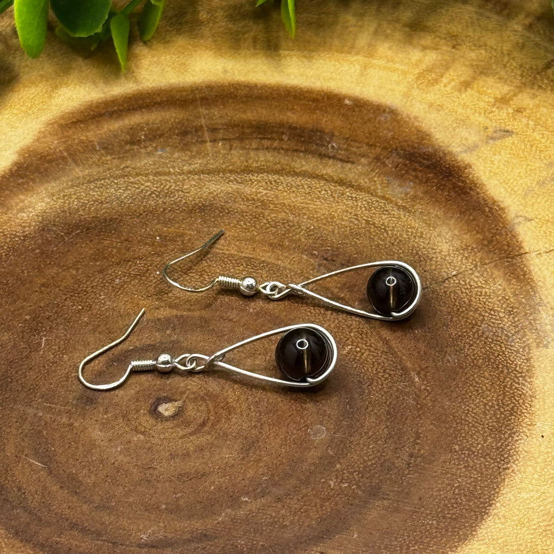 Smokey Quartz Teardrop Sterling Silver Pendant & Earrings Set