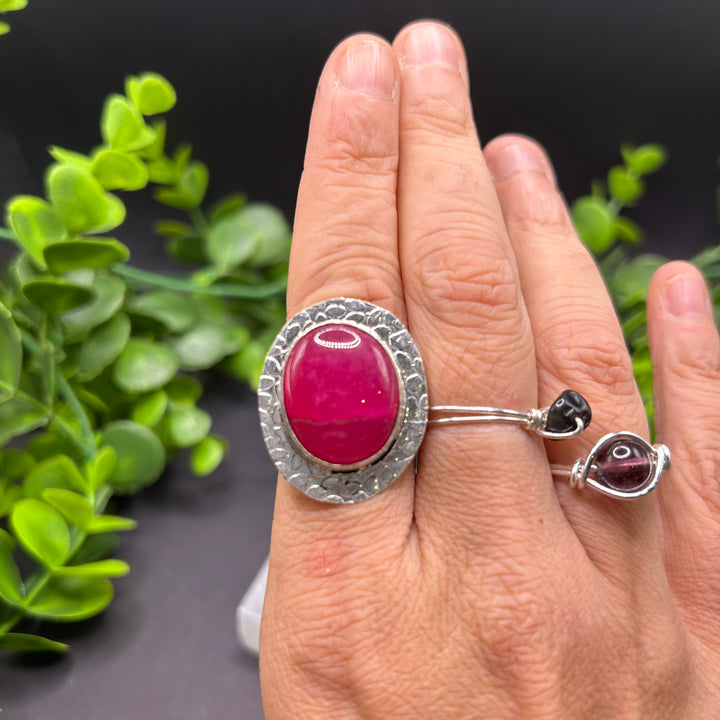 Pink Dyed Agate Ring