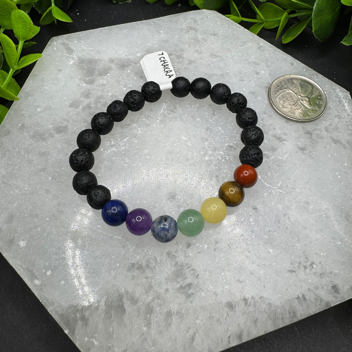 7 Chakra Bracelet with Lava Stones