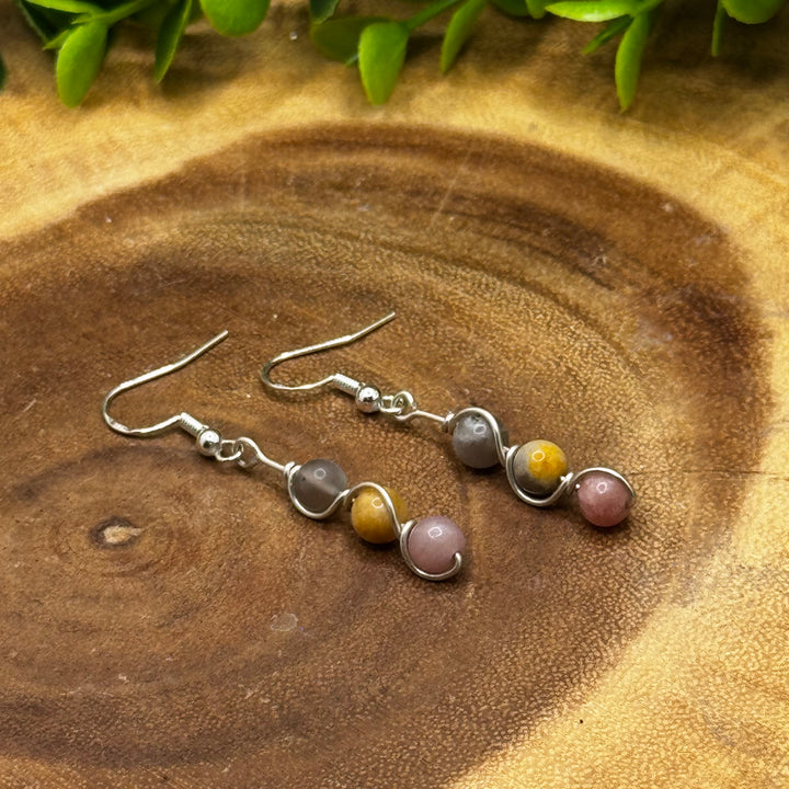 Multicoloured Moonstone Dangle Sterling Silver Earrings