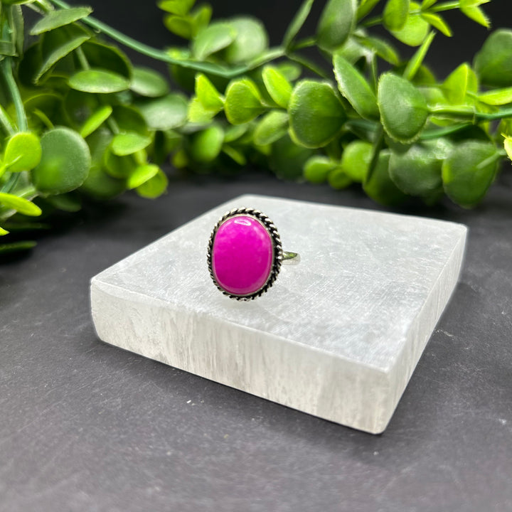 Pink Dyed Agate Ring