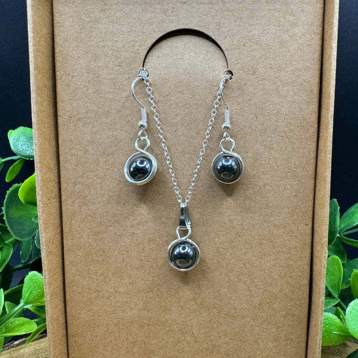 Hematite Earring & Necklace Set