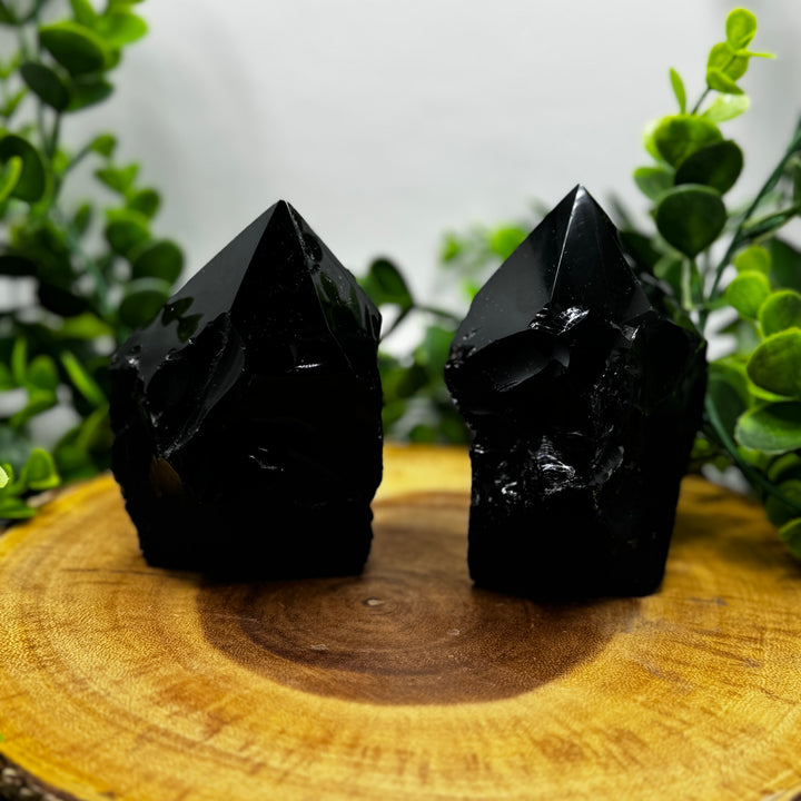 Black Obsidian Top Polished Rough Cut Points