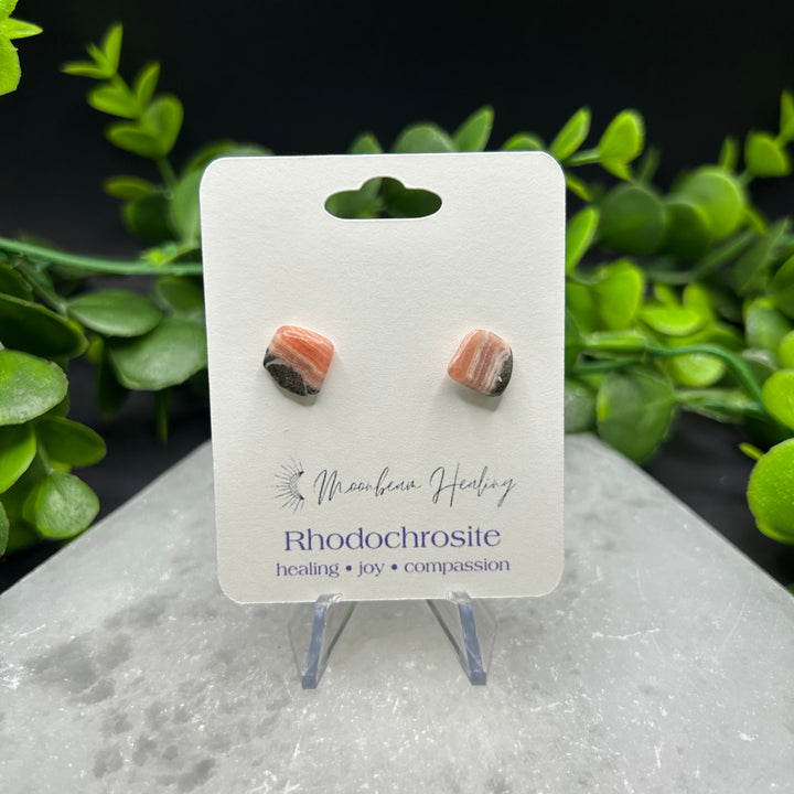 Rhodochrosite Stud Earrings