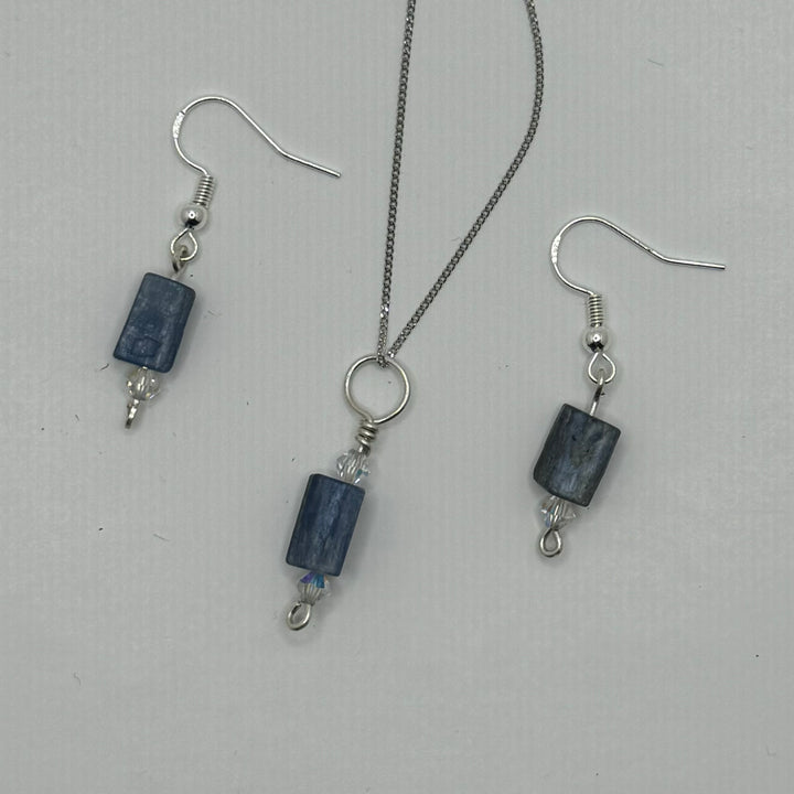 Kyanite Sterling Silver Earring & Necklace Set