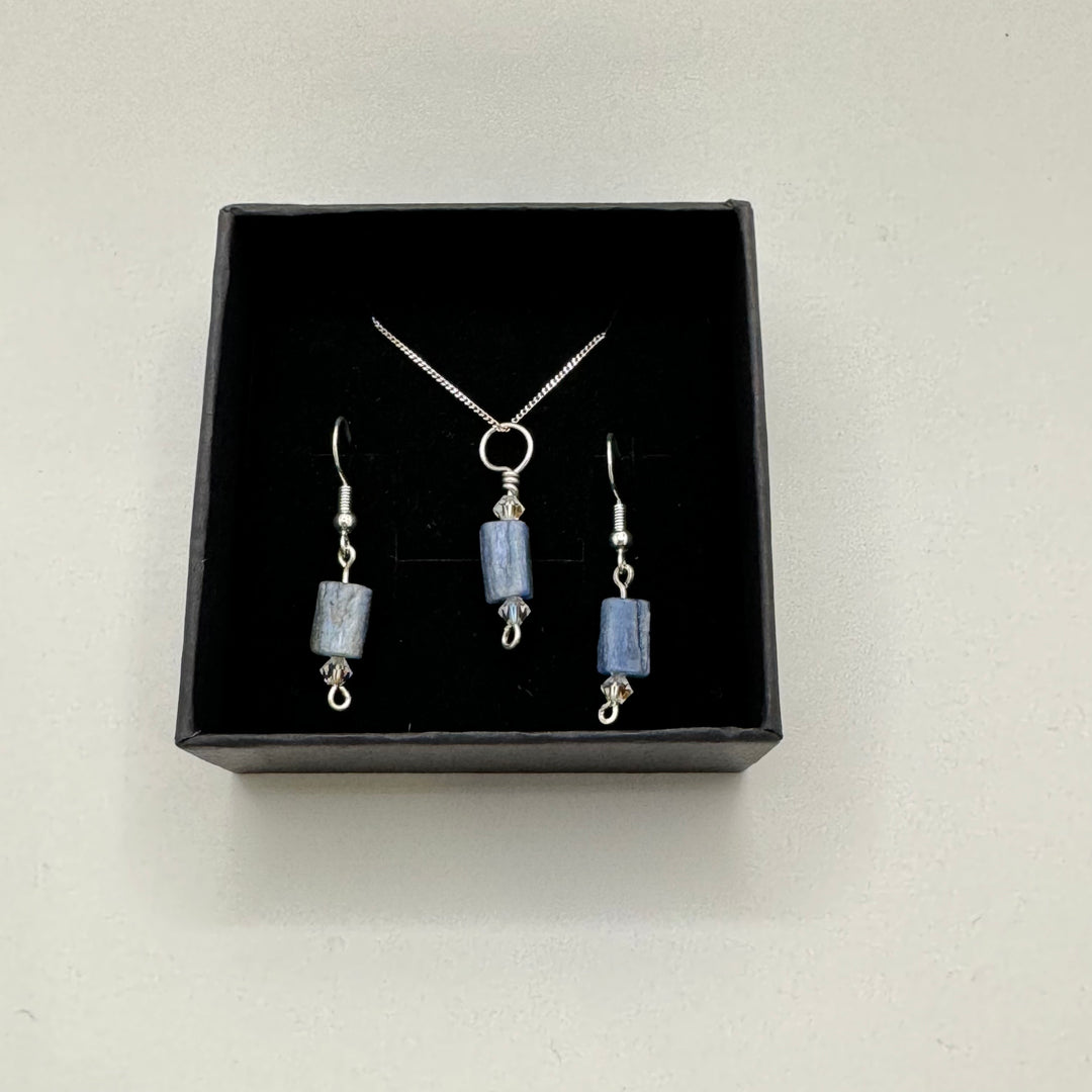 Kyanite Sterling Silver Earring & Necklace Set