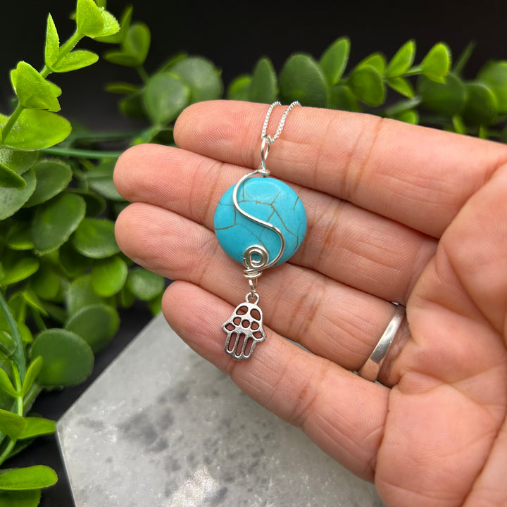 Turquoise Howlite Hamsa Pendant