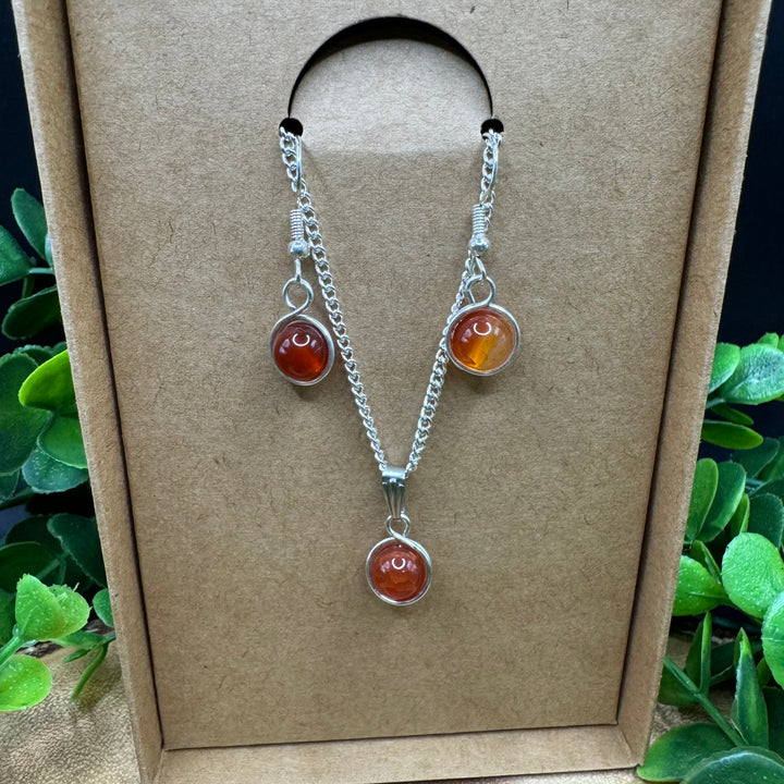 Carnelian Earring & Necklace Set