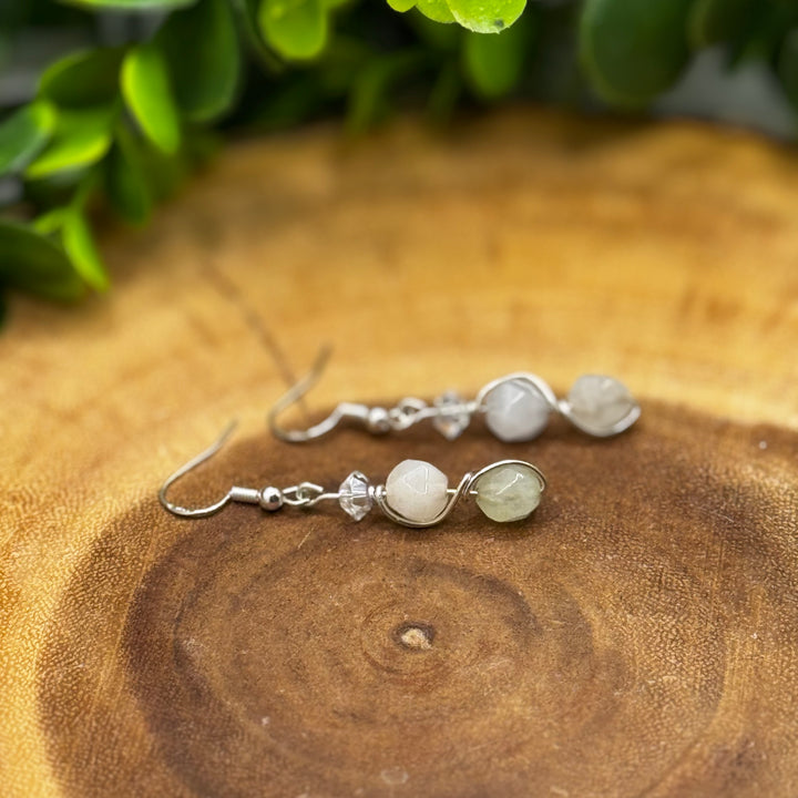Morganite Dangle Sterling Silver Earrings Style 2