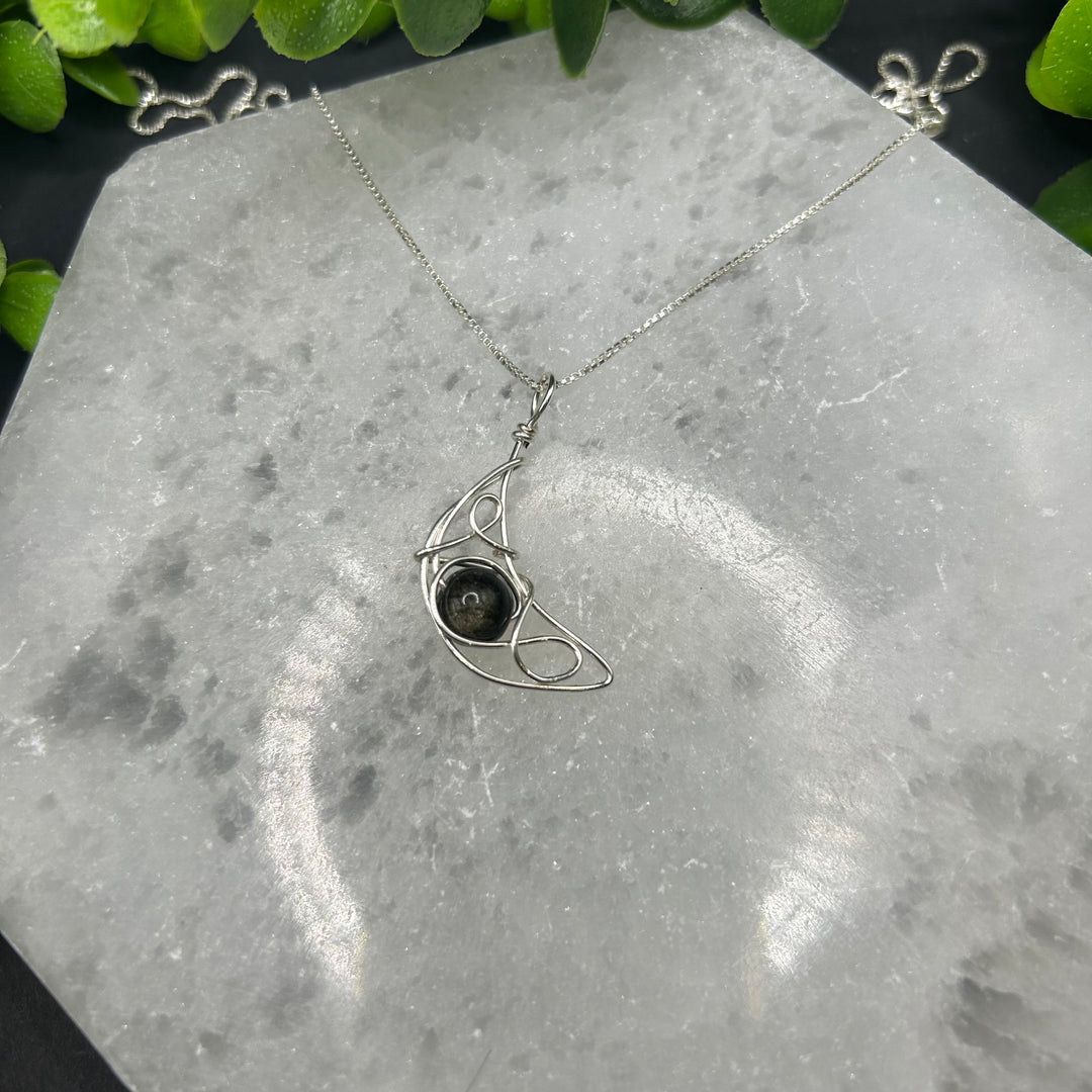 Black Obsidian Moon Pendant