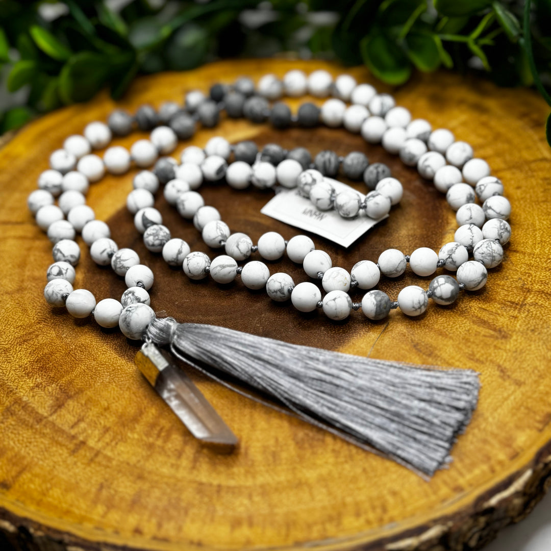 Howlite Mala Bead Necklace