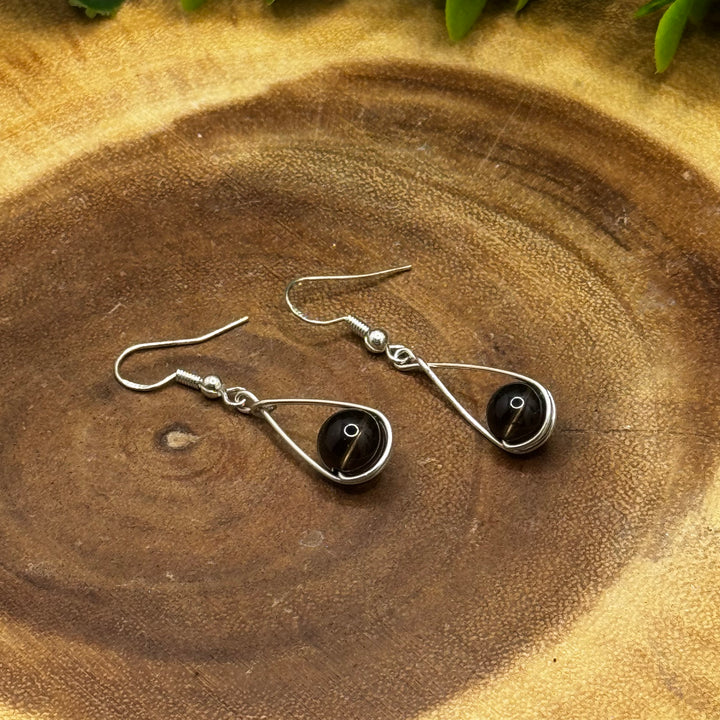 Smokey Quartz Teardrop Sterling Silver Pendant & Earrings Set