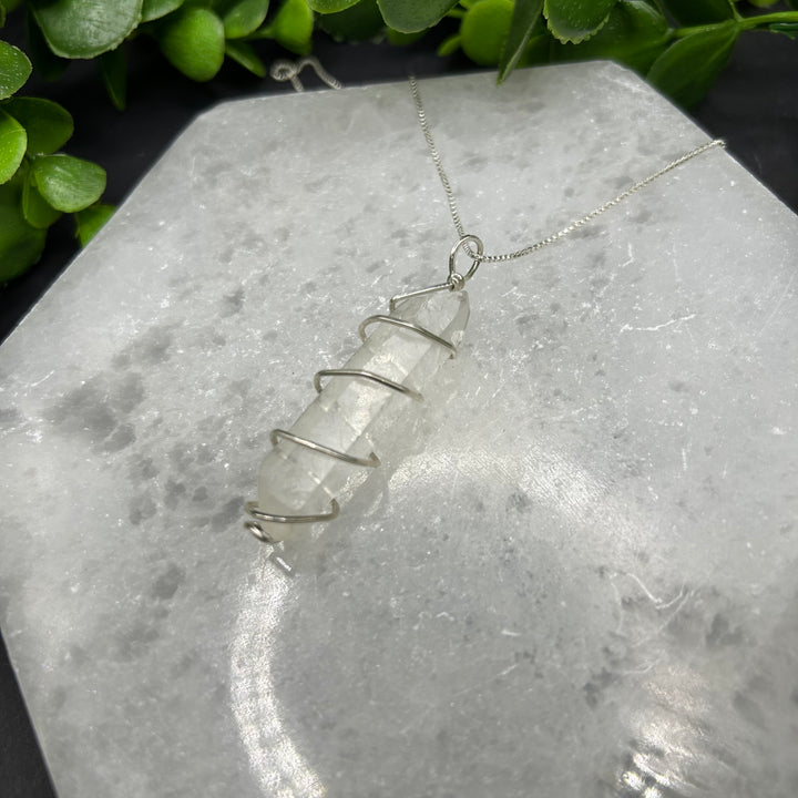 Clear Quartz Silver Wrapped Pendant