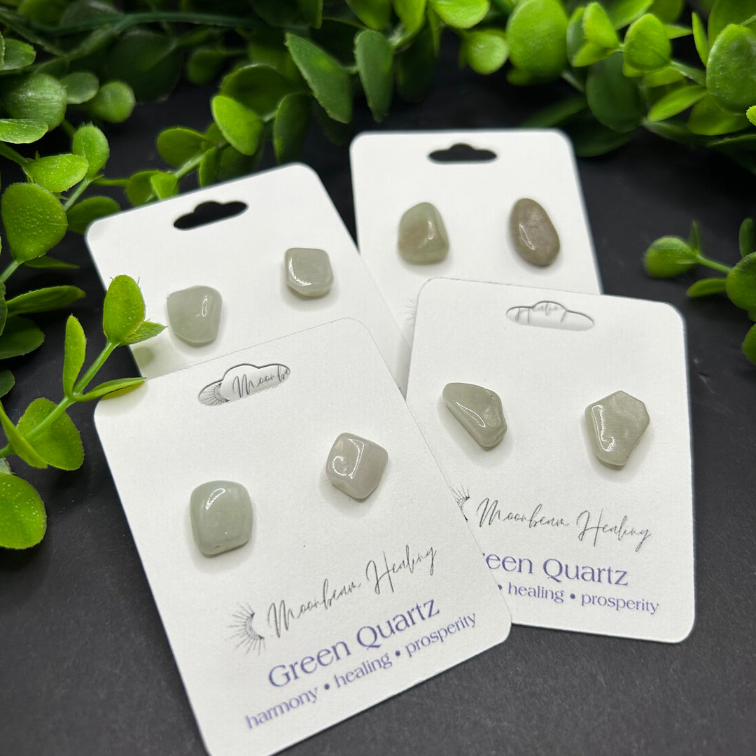 Green Quartz Stud Earrings