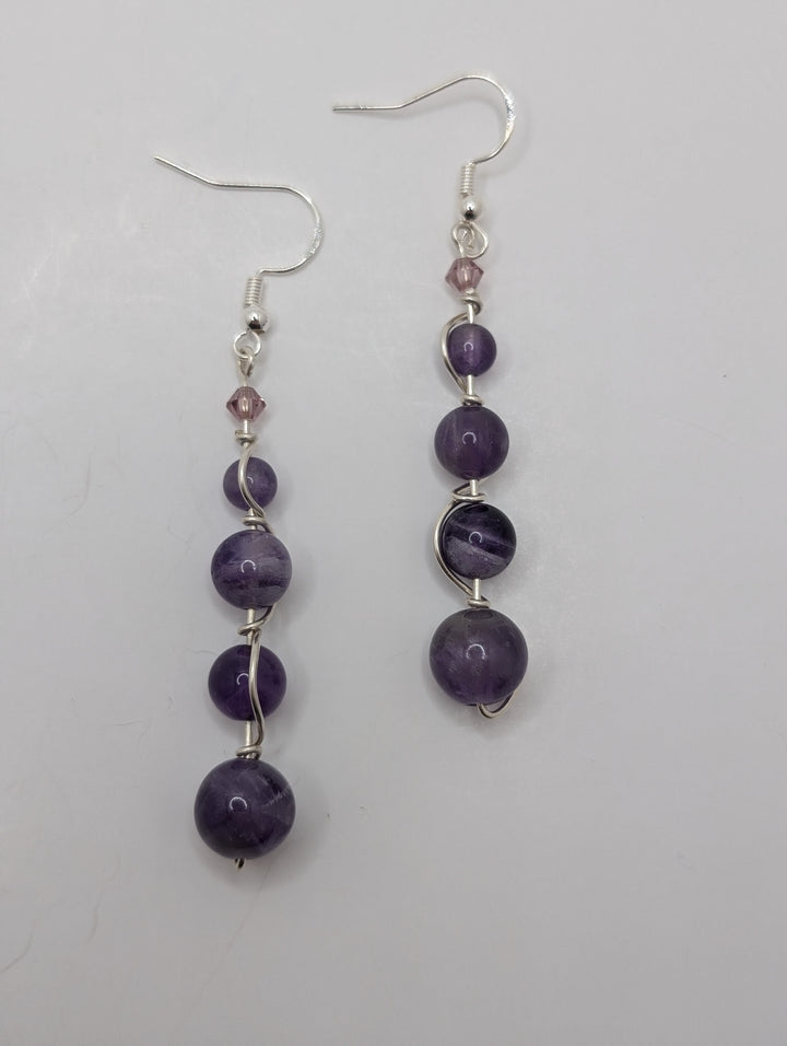 Amethyst Sphere Dangle Sterling Silver Earrings