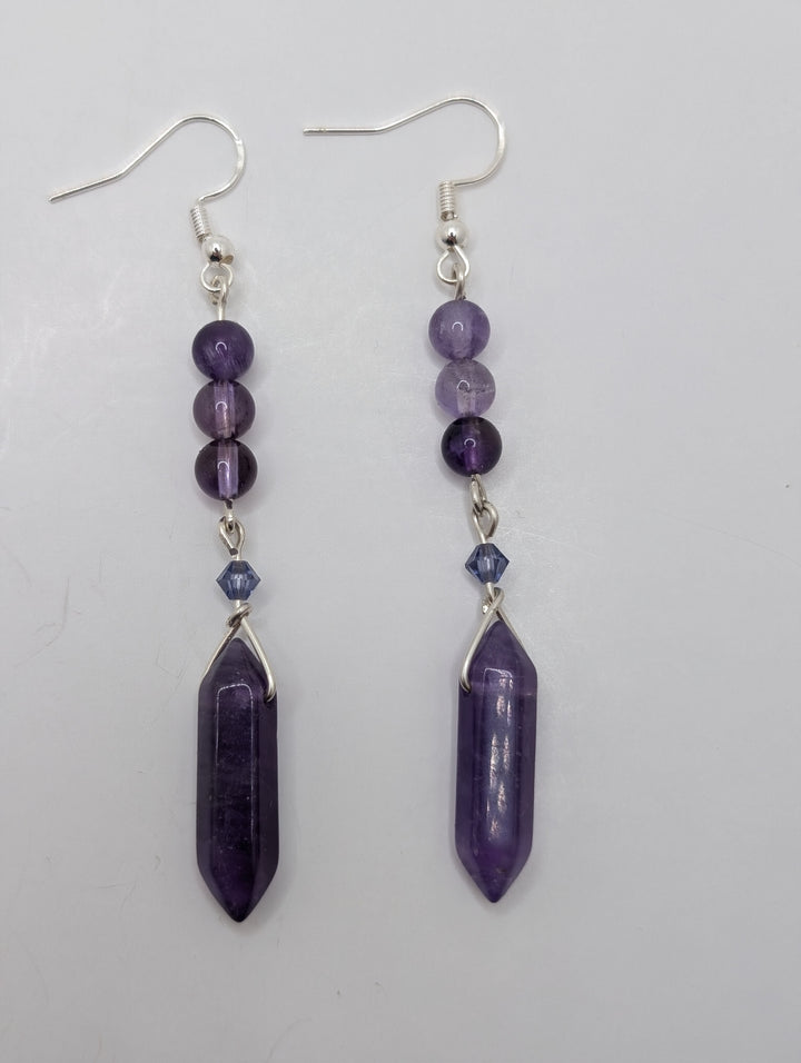 Amethyst Double Terminated Dangle Sterling Silver Earrings