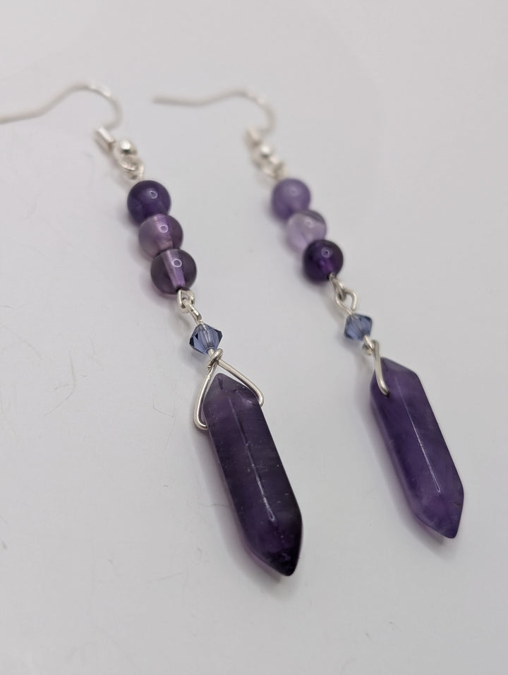 Amethyst Double Terminated Dangle Sterling Silver Earrings