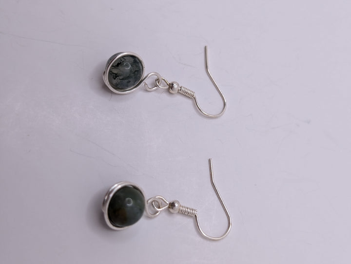 Moss Agate Minimal Earrings