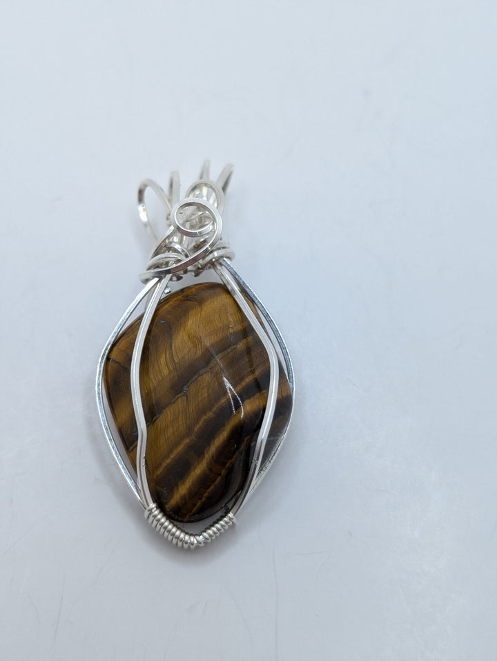 Tiger Eye Sterling Silver Wrapped Pendant