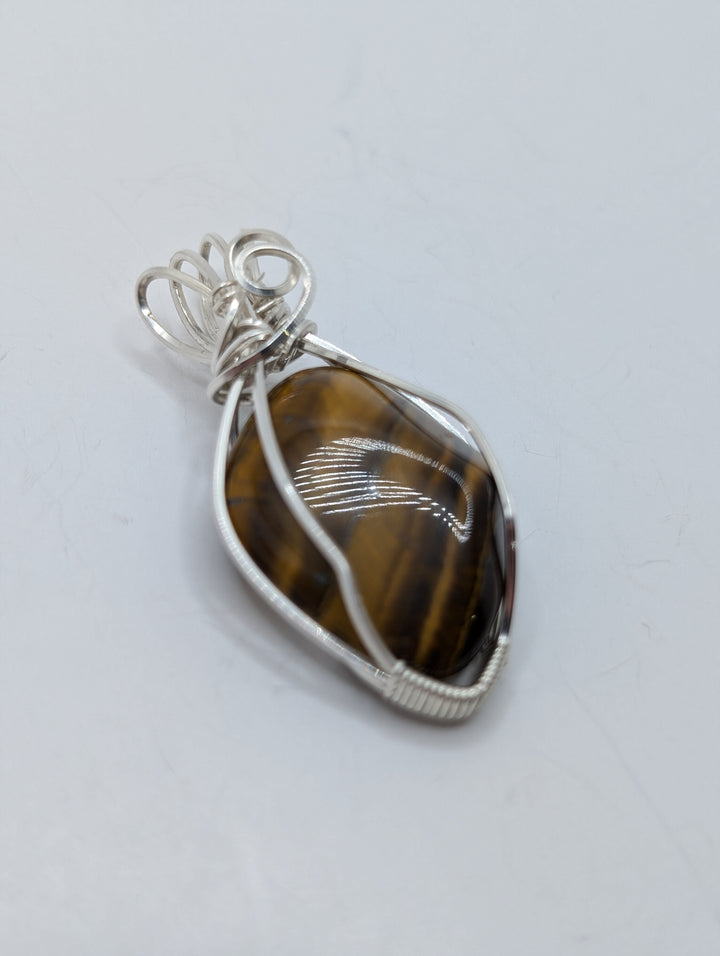 Tiger Eye Sterling Silver Wrapped Pendant