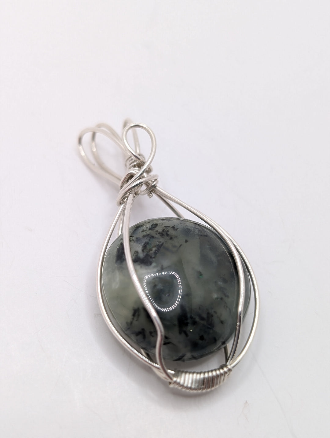 Prehnite Sterling Silver Wrapped Pendant