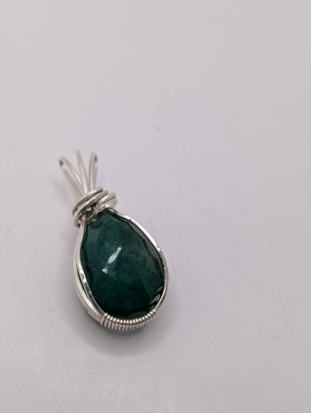 Emerald Sterling Silver Wrapped Pendant