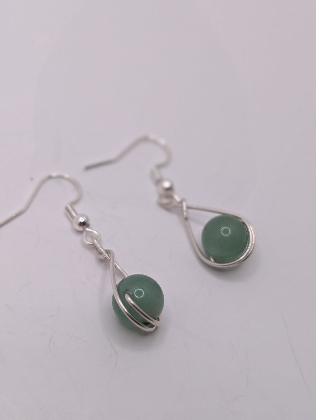 Green Aventurine Teardrop Sterling Silver Earrings