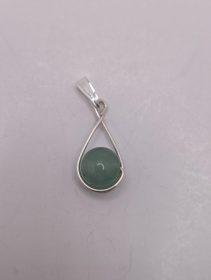 Green Aventurine Teardrop Sterling Silver Pendant