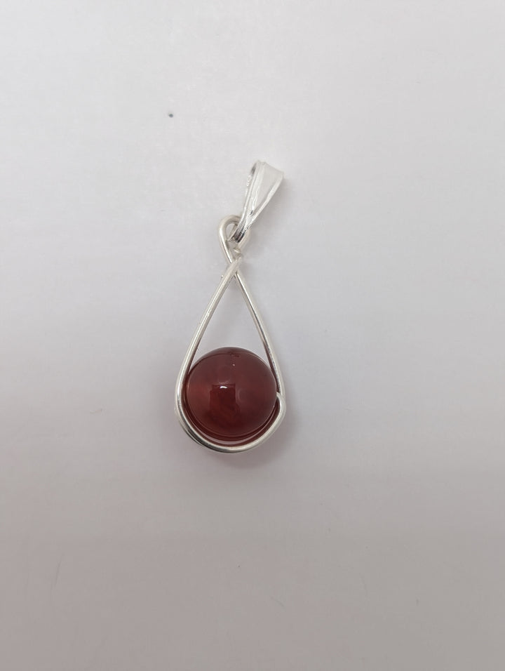 Carnelian Teardrop Sterling Silver Pendant