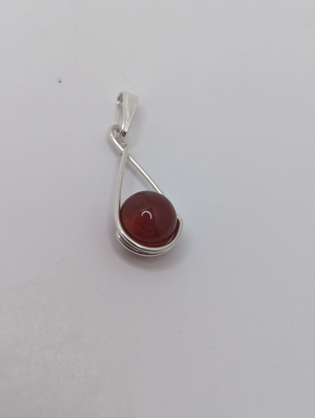 Carnelian Teardrop Sterling Silver Pendant